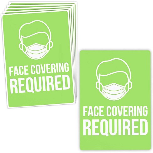 6-pack Small Face Mask Covering Required Signs, Wear Mask, Self-adhesive Sticker, Green, 5x7 Inches : Target