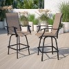 Emma and Oliver Patio Bar Height Stools Set of 2, All-Weather Textilene Swivel Stools - image 2 of 4