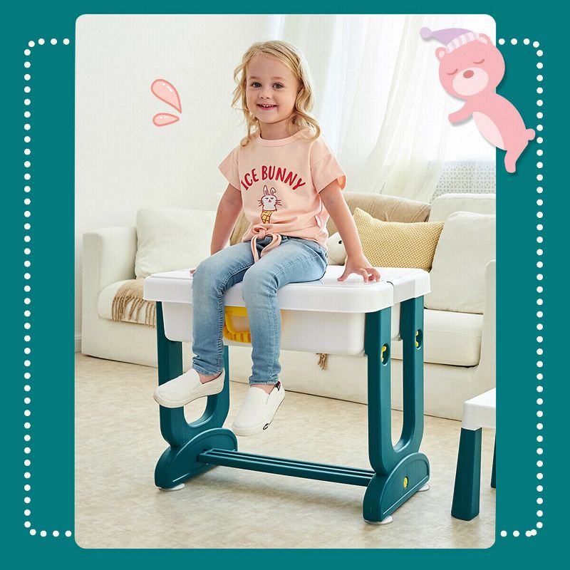 Costway 5 in 1 Kids Activity Table Set w/ Chair Toddler Luggage Building Block Table, 3 of 13