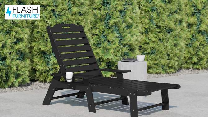 Flash Furniture Monterey Adjustable Adirondack Lounger with Cup Holder- All-Weather Indoor/Outdoor HDPE Lounge Chair, 2 of 13, play video