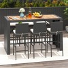 Costway 7 Pieces Patio Bar Set with Acacia Wood Tabletop & Removable Cushions Outdoor - 4 of 4