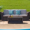 Flash Furniture Chocolate Brown Faux Rattan Sofa with All-Weather Beige Cushions - 2 of 4