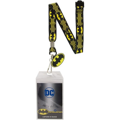 DC Batman Wrap-Around Logo Lanyard with Badge Holder and Charm