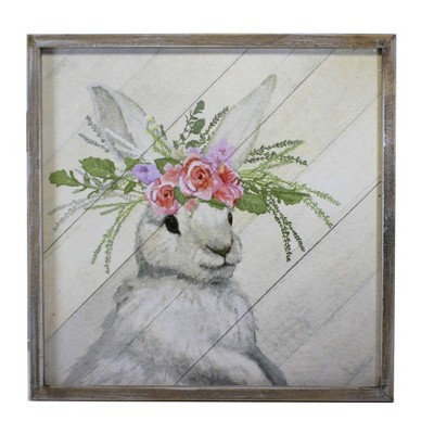 Easter 16.0" Bunny Crown Wall Decor Center Flowers  -  Wall Sign Panels