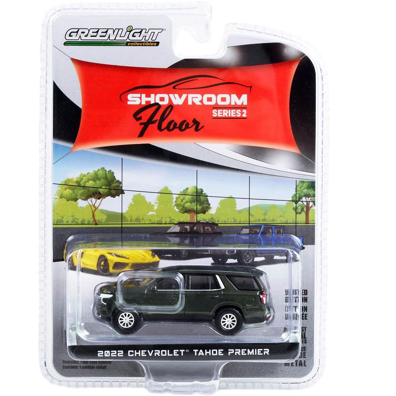 2022 Chevrolet Tahoe Premier Evergreen Gray Metallic "Showroom Floor" Series 2 1/64 Diecast Model Car by Greenlight, 3 of 4