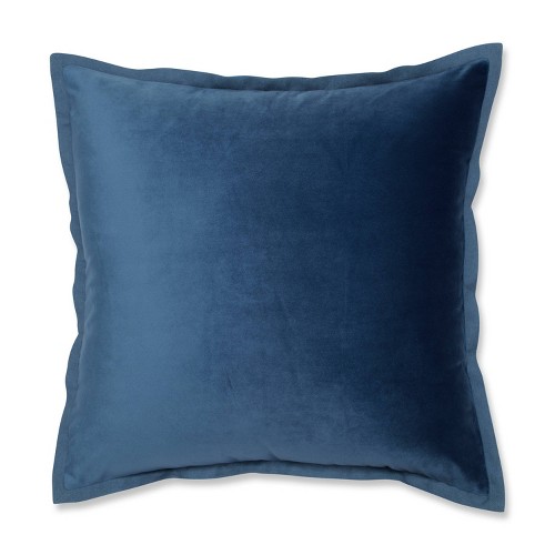 18"x18" Velvet Flange Square Throw Pillow Blue - Pillow Perfect