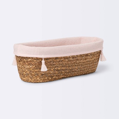 Natural Weave Oval Storage Bin with Waffle Weave Liner - Cloud Island™ Pink