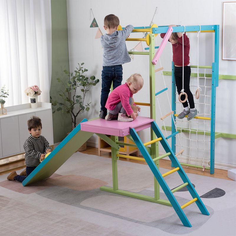 Avenlur Grove - Wood indoor 8-in-1 Wall Jungle Gym, 1 of 8