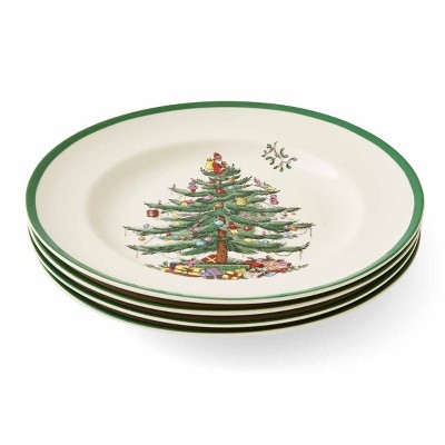 Spode Christmas Tree 10.5 Inch Dinner Plates, Set of 4