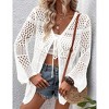 Womens Cardigan Spring Tops Sheer Lightweight Summer Cardigan Beach Cover Up Tops V Neck Lantern Sleeve Sweater Cardigan - 4 of 4