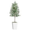 NicBex Artificial Olive Plant Indoor, Fake Tree with White Tall Planter & Moss, Artificial Trees for Home Office Living Room Decor, Green - 3 of 3