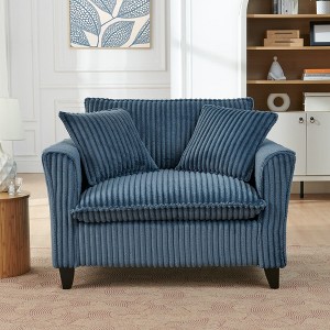 Spassway 33"H*47"W*36"D Corduroy Sofa with Armrest Upholstered Accent Chair with 2 Pillows for Living Room Bedroom - 1 of 4