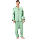 Lars Amadeus Men's Long Sleeves Button Down Satin Pajamas Set