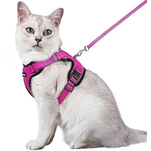 rabbitgoo Cat Harness and Leash for Walking, Escape Proof Soft  Easy Control Breathable Reflective Strips Jacket, Rose Red, M - 1 of 1