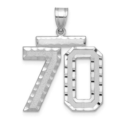 Black Bow Jewelry 14k White Gold, Varsity Collection, Large D/C Pendant, Number 70