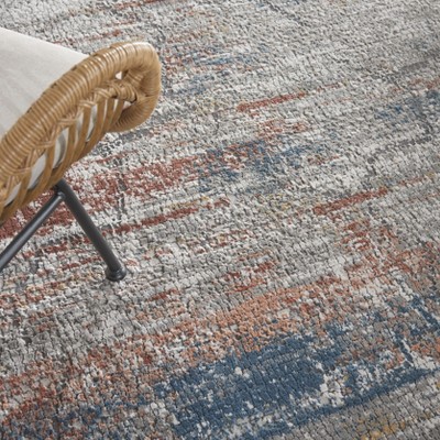 Blue Abstract Synthetic Rectangular 7'10" x 10'6" Rug