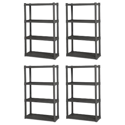 Sterilite 4 Shelf Durable Solid Gray Surface Shelving Unit, 4 Pack | 01643V01