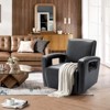 Lirago Single Sofa Swivel Chair for Living Room Modern Faux Leather Design with Solid Wooden Base Black - 2 of 4