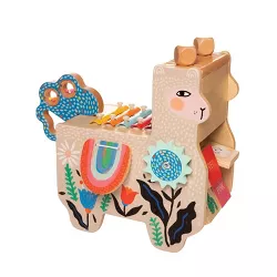 Manhattan Toy Musical Llama Wooden Instrument for Toddlers with Maraca, Clacking Saddlebags, Drumsticks, Washboard and Xylophone