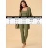 cheibear Women's 3pcs Knit Lounge Sleepwear Pants Shrug Cardigan  Pajama Set - 4 of 4