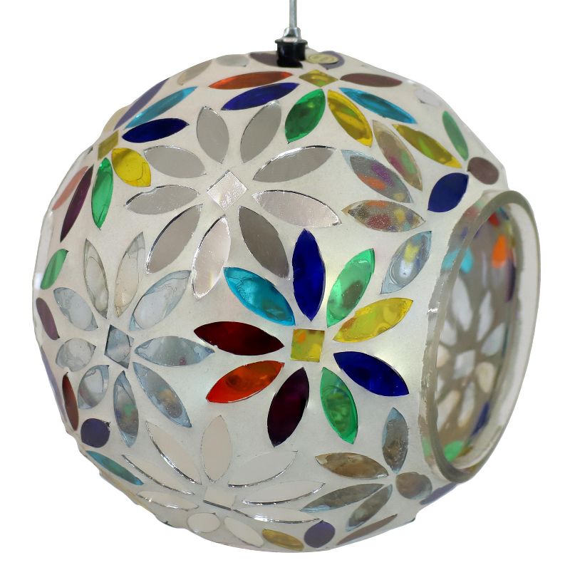 Sunnydaze Outdoor Garden Patio Round Glass with Mosaic Design Hanging Fly-Through Bird Feeder - 7", 6 of 12