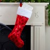 Northlight 20.5" Red and White Sequin Snowflake Christmas Stocking - 2 of 4