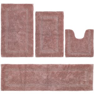 Lux Premium 100% Cotton Tufted Solid Reversible 4 Piece Bath Rug Set – Ultra-Soft, Water-Absorbent, Durable, Machine Washable Bathroom Rug - 1 of 4