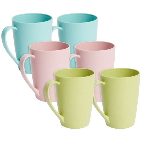 Wheat Straw Tea Cups Set Stackable Unbreakable Coffee Mugs 13.8 Oz Set of 6