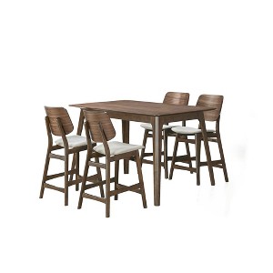 New Classic Furniture, Oscar 5-piece Wood Counter Dining Set in Walnut - 1 of 4