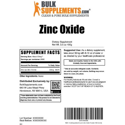 BulkSupplements Zinc Oxide Powder
