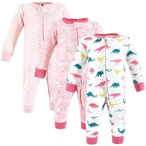 Hudson Baby Infant Girl Cotton Sleep and Play, Girl Dino - 1 of 4