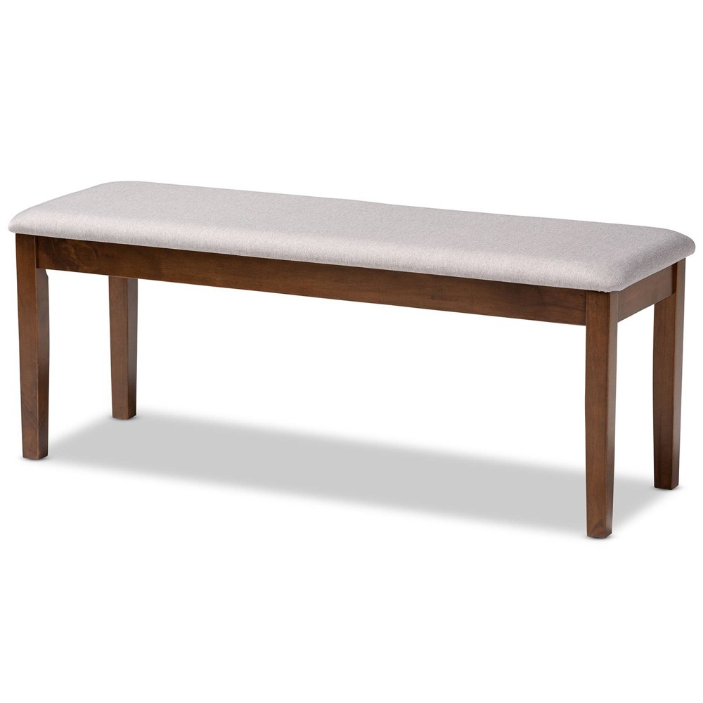 Photos - Other Furniture Teresa Fabric Upholstered and Wood Dining Bench Gray/Walnut - Baxton Studi