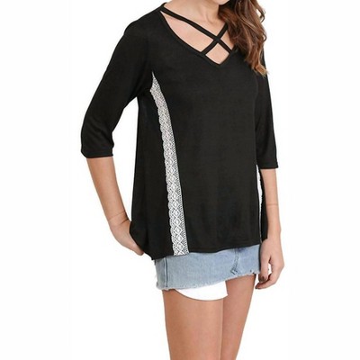 Women's Criss Cross Crochet Tunic - umgee