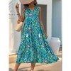 Womens Loose Fit Maxi Dress Casual Summer V Neck Sleeveless Bohemian Floral Print Long Beach Sundresses - 3 of 4