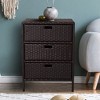 VYNXARIA Outdoor Towel Cabinet,PE Rattan Pool Storage Organizer, Outdoor Towel Rack for Pool with 3 Drawers and Weather Safe Material,Brown - 2 of 4