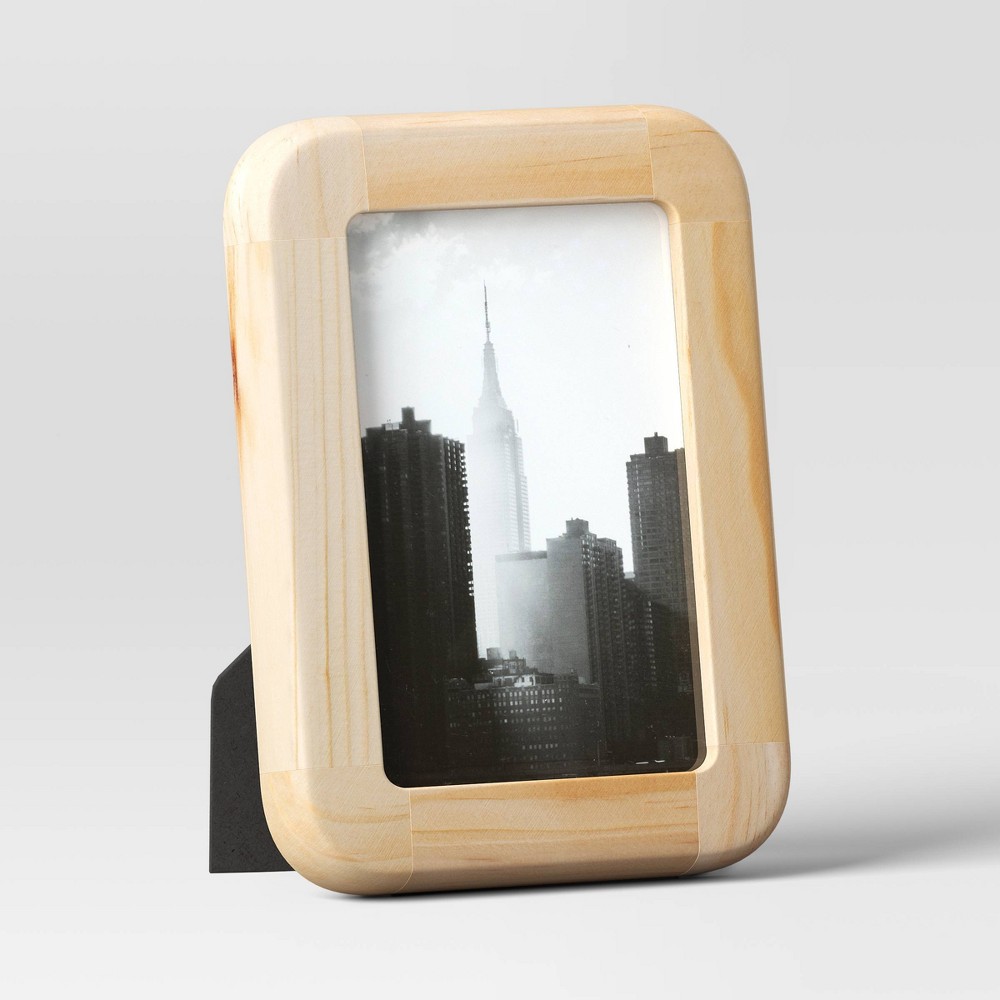 Photos - Photo Frame / Album 5" x 7" Rounded Rectangle Wood Table Frame Natural - Threshold™