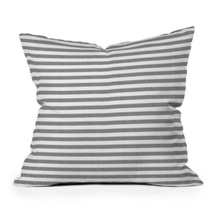 16"x16" Little Arrow Design Co. Striped Square Throw Pillow Gray - Deny Designs: Indoor Polyester Fill, Machine Washable Cover - 1 of 4