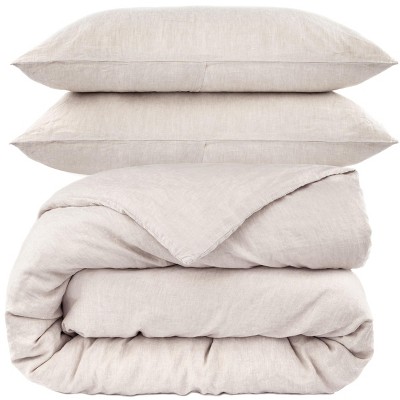 Twin/Twin XL Putty Heather Linen Duvet Cover & Sham Set