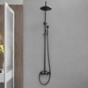 2-Spray Outdoor Wall Bar Shower Kit 8 in. Round Rain Shower Head with Hand Shower and 2 Cross Knobs - 2 of 4
