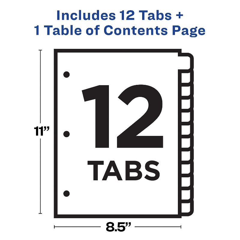 Avery Ready Index Customizable Table of Contents Black & White Dividers 12-Tab Ltr 11140, 4 of 9