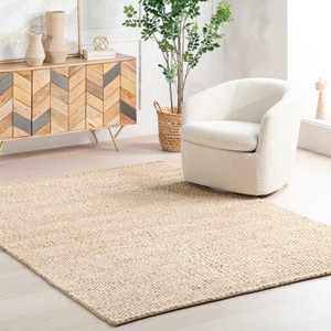 Home Conservatory Textured Handwoven Jute Indoor Area Rug - 1 of 4
