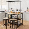 GustoWave 42"/47" Kitchen Island Storage Bakers Rack Multi-Functional Microwave Oven Stand Shelf with 3 Tier Storage, Metal Coffee Bar Table - 3 of 4