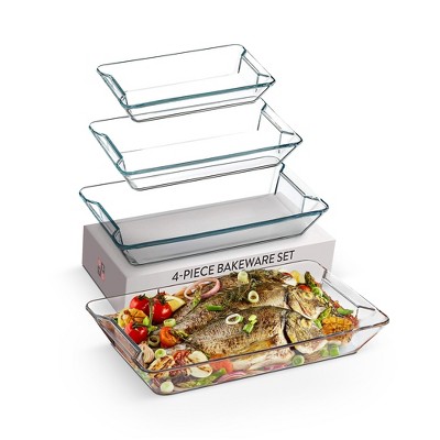 Superior Glass Casserole Dish Set - 4-Piece Rectangular Bakeware