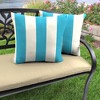 Set of 2 16" x 16" Outdoor Throw Pillows Washed Turquoise White - Jordan Manufacturing: Water & UV Resistant Patio Cushions - 3 of 4