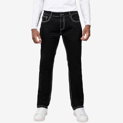 CULTURA Men's Saddle Stitch Modern Fit Jeans in JET BLACK Size 38X32