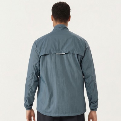 Anna-Kaci Active Men's Lightweight Zip-Up Windbreaker Jacket with High Collar and Elastic Cuffs - Small, Blue — фото 6