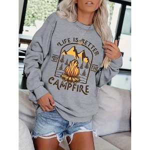 Coolmee Sweatshirt for Women Oversized Crewneck Long Sleeve Pullover Fleece Top Winter Fashion Outfits Clothes - 1 of 3