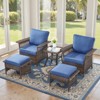 Belord 5 Pieces Patio Furniture Set, All Weather Brown Wicker Outdoor Conversation Set with PE Wicker Rattan Patio Chairs, Ottomans, Side Table - 2 of 4