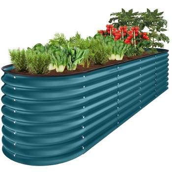 Best Choice Products 8x2x2ft Metal Raised Garden Bed, Oval Outdoor Planter Box w/ 4 Support Bars