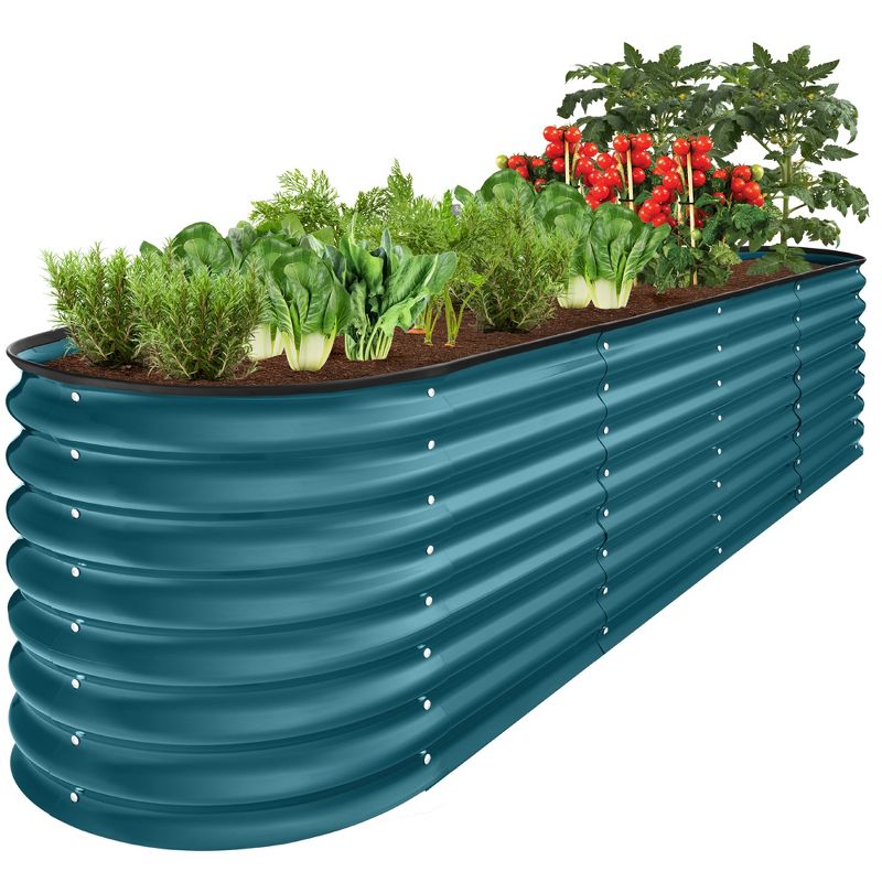 Best Choice Products 8x2x2ft Metal Raised Garden Bed, Oval Outdoor Planter Box w/ 4 Support Bars, 1 of 9